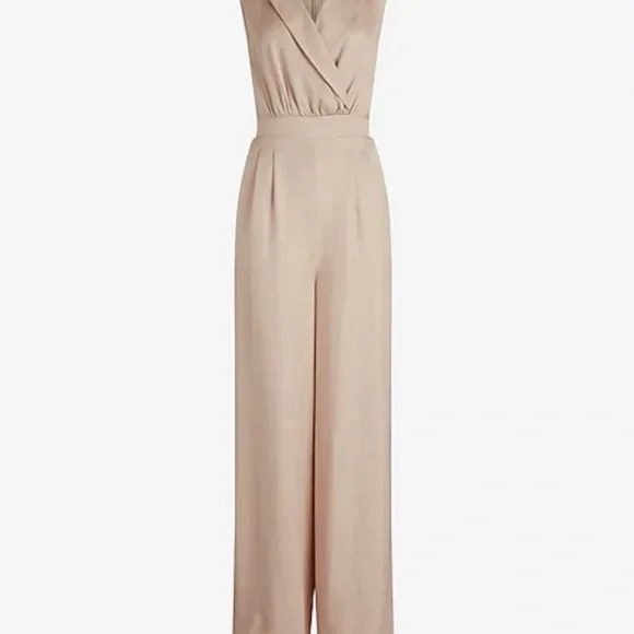 Express Linen-Blend Wide Leg Blazer Jumpsuit - Picture 2 of 11